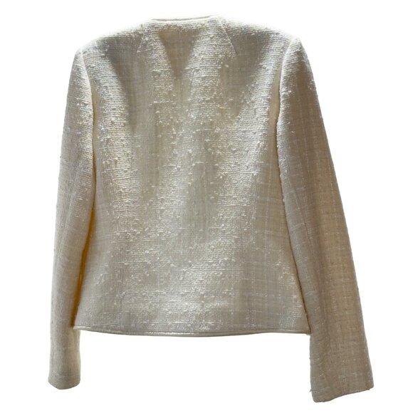 PENDLETON Women’s Jacket Ivory Tweed Textured Cotton Blend Collarless Size 6 - Picture 2 of 8
